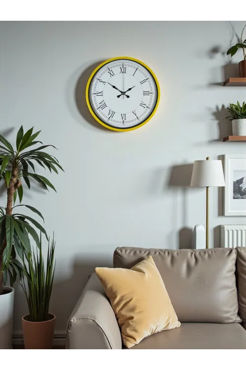 36 Cm Sarı Dekoratif Duvar Saati