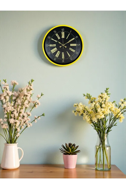 36 Cm Sarı Modern Duvar Saati