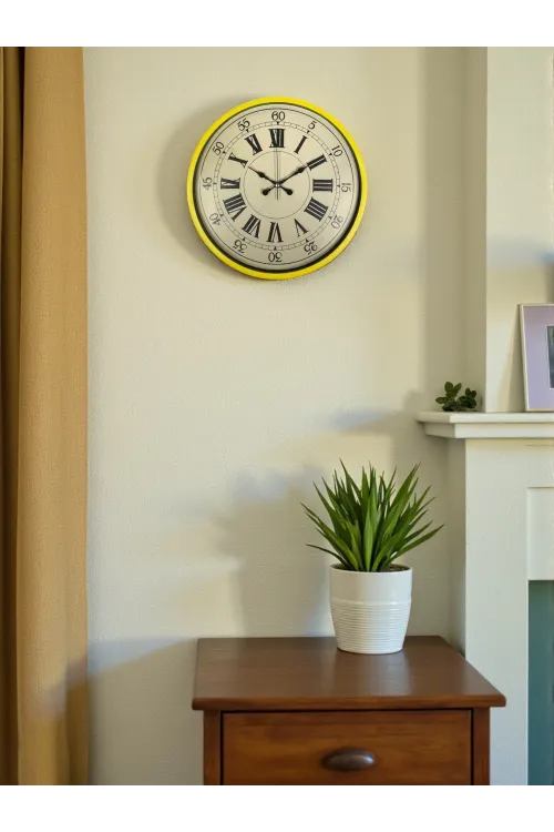 36 Cm Sarı Retro Duvar Saati