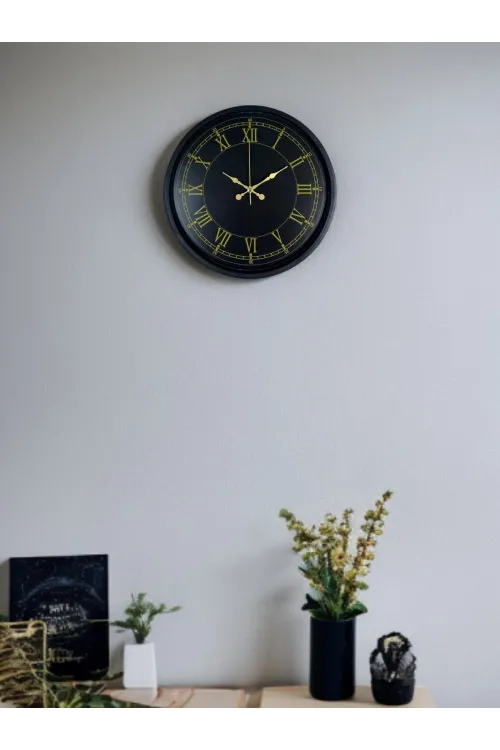 36 Cm Siyah Dekoratif Duvar Saati