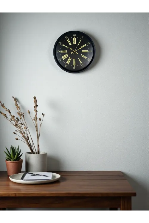 36 Cm Siyah Modern Duvar Saati