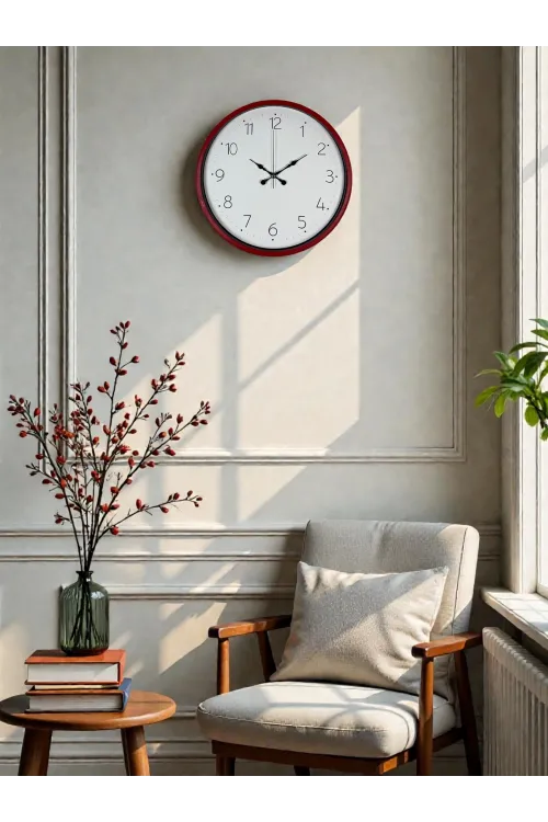 36 Cm Standart Kırmızı Duvar Saati