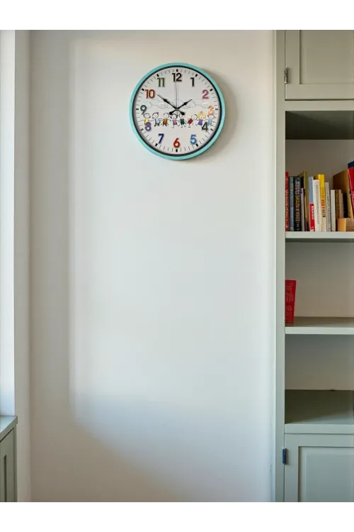 36 Cm Turkuaz Çocuk Odası Duvar Saati