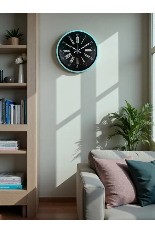 36 Cm Turkuaz Dekoratif Duvar Saati