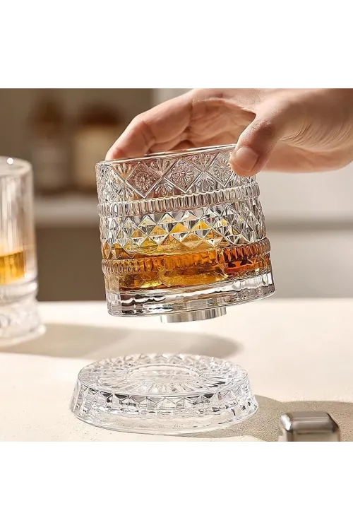 360 Derece Dönen Bardak - 280 ml - Kristal Cam