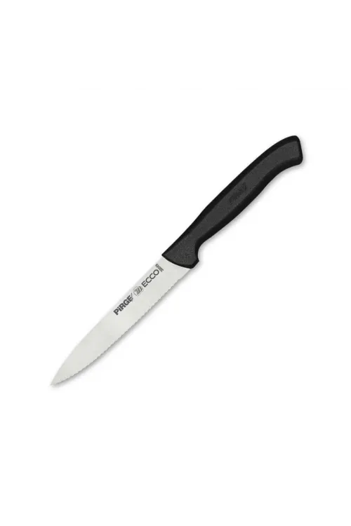 38049 Ecco Tırtıklı Sebze, Et, Biftek Steak Bıçağı 12 Cm - Siyah
