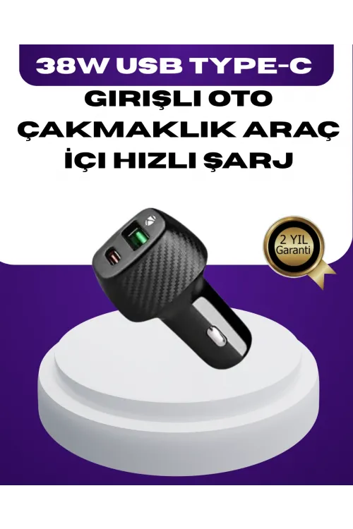38w Çift Çıkışlı Araç Şarj Cihazı – Type-c Ve Usb Pd Destekli