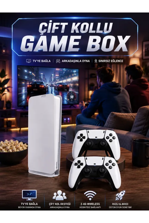 3d Çift Oyun Kollu 4k Hd Ekran Nostaljik 20.000 Oyunlu Beyaz Game Box