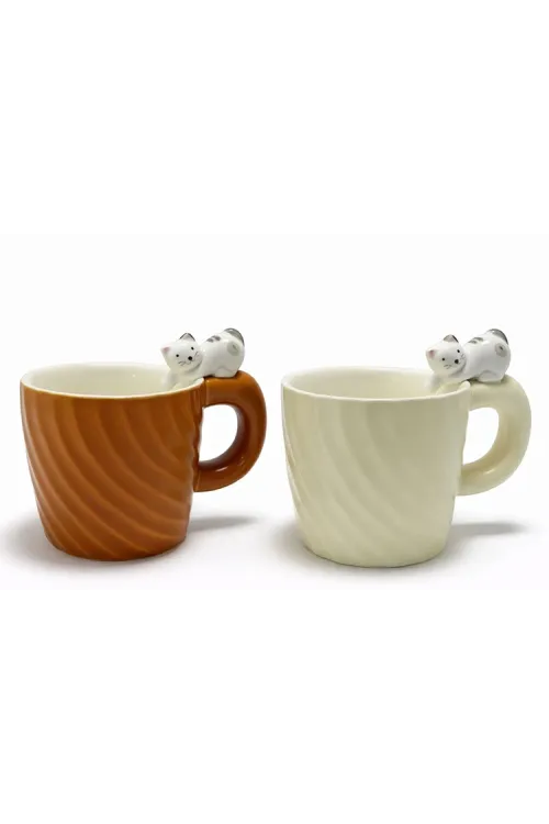3D Kedi Figürlü Desenli Kupa Bardak