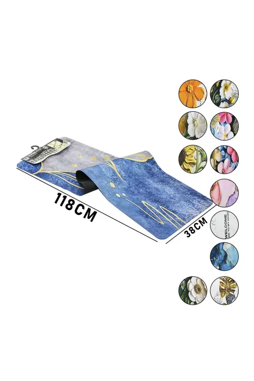 3d Renkli Desenli - D.gen 38x118cmsu Emici Sihirli Banyo Paspas Pvc - Elastik