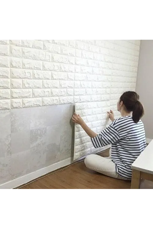 3D Tuğla Desenli Kendinden Yapışkanlı Duvar Paneli 58x38 cm