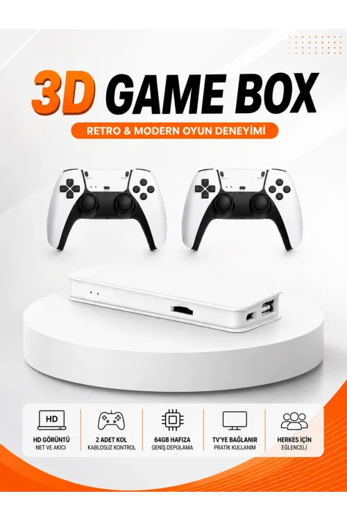3d Ve 4k Görüntü Kaliteli Çok Oyunculu Retro Oyun Konsolu