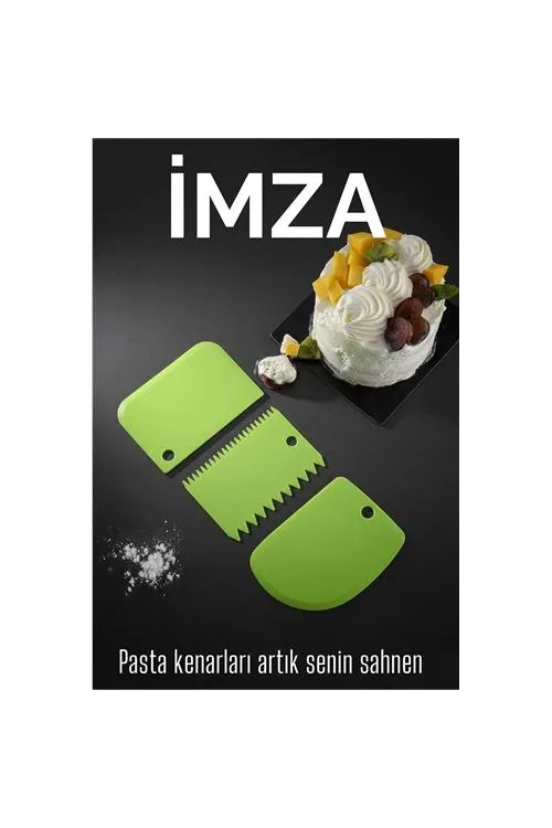 3’lü Dekoratif Şekillendirme Aparatı Hamur Pasta Kesici Kazıma  (Düz, Dişli, Kavisli) 717830