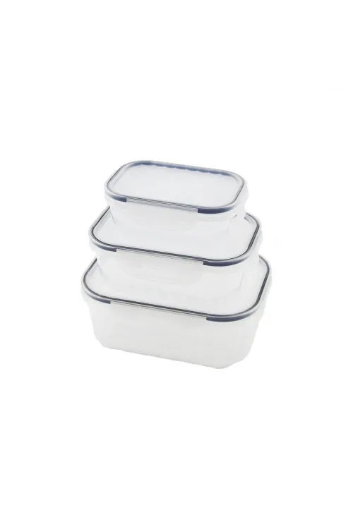 3pcs Quick Sızdırmaz Saklama Kabı Seti Şeffaf Kap - Buğulu-contalı Kapak  500-1000-1700ml