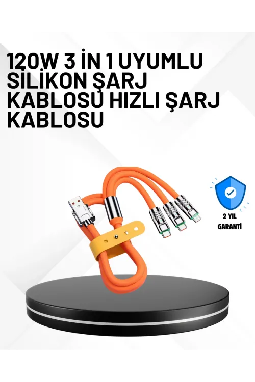 3’ü 1 Arada Kablo – 120w Hızlı Şarj Ve Veri Aktarımı Özellikli
