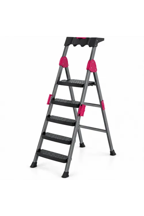 4+1 Basamaklı Metal Merdiven 150kg.taşıma