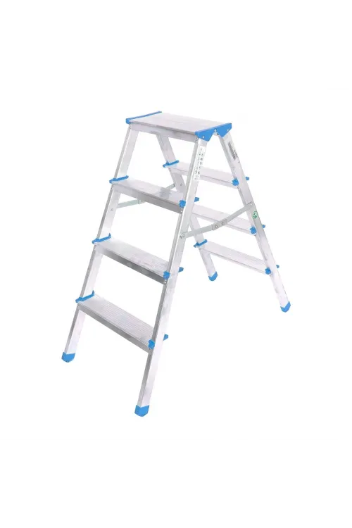 4+4 Çift Basamaklı Alüminyum Metal Merdiven Yükseklik = 92cm Baş Genişlik = 8cm