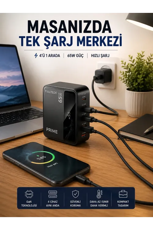 4 Cihazı Aynı Anda Destekleyen Şarj İstasyonu