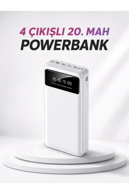 4 Çıkışlı 20.000 Mah Powerbank Taşınabilir Çoklu Giriş