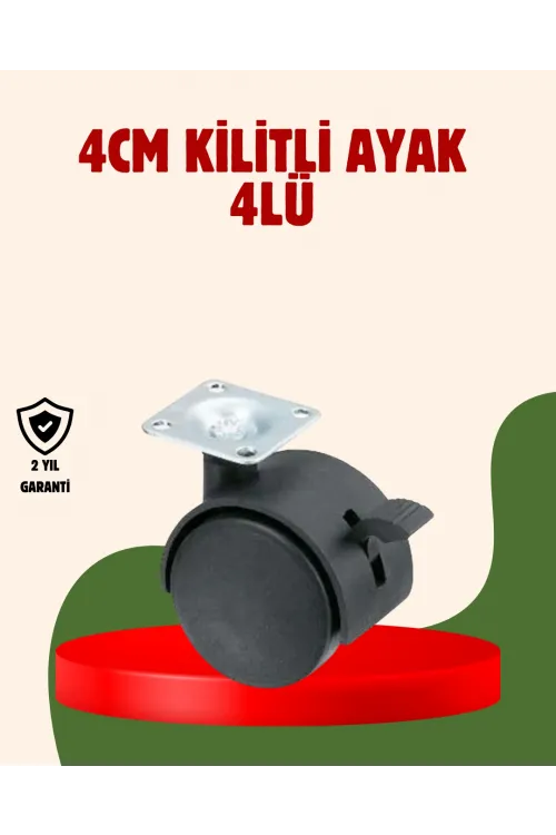 4 Cm Kilitli Döner Ayak 4 Adet Sehpa Ve Mobilya Ayağı