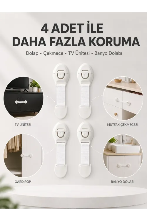 4lü Çocuk Güvenlik Dolap Ve Çekmece Kilidi