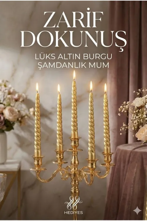 4lü Lüks Burgu Şamdan Mumu 26 cm - Damlatmaz Spiral Dekoratif Mum Seti