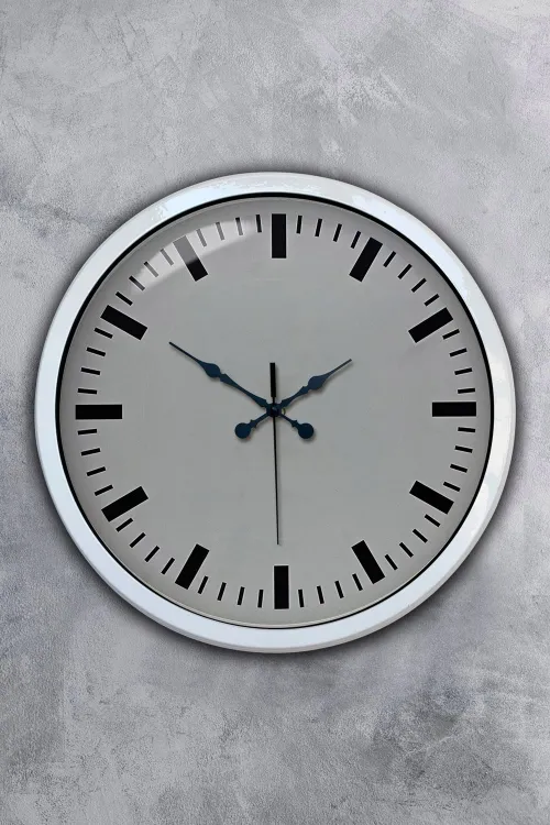 40 cm Beyaz Metal Sade Duvar Saati