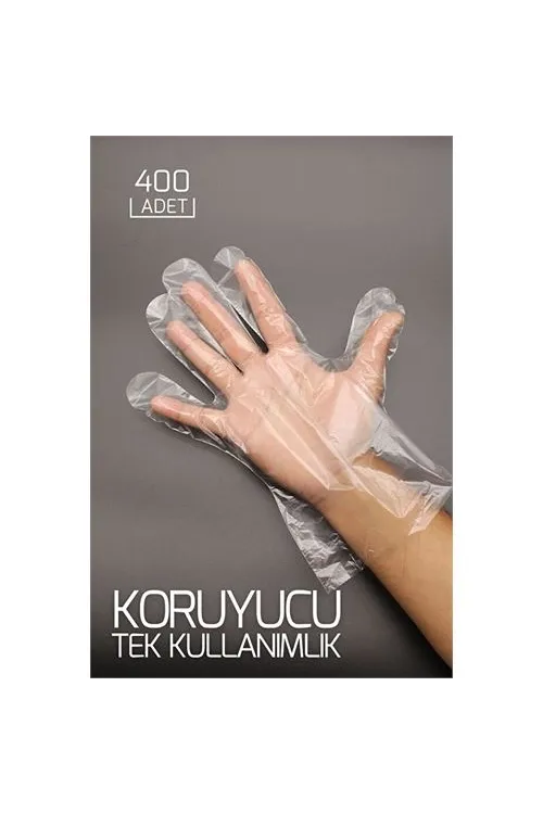 400 Adet Tek Kullanımlık Şeffaf Eldiven