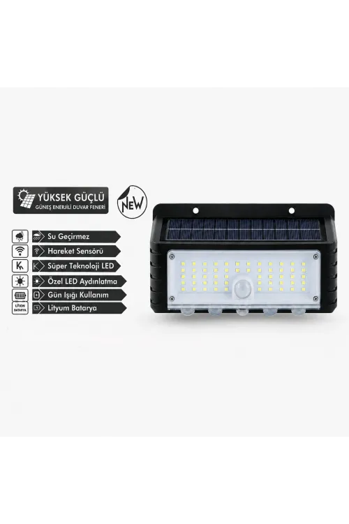 44 Led Güneş Enerjili Hareket Sensörlü LED Duvar Lambası PD672