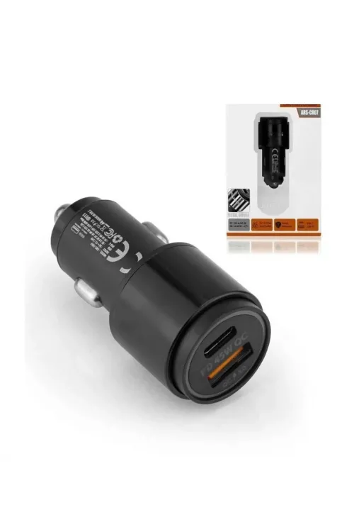 45W PD USB Oto Şarj Kafa Hızlı Şarj Çakmaklık Adaptörü, USBC ve USBA Çıkışlı, iPhone ve Android Uyumlu