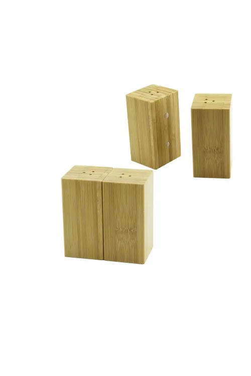 4.5x5cm--y:9cm   2pcs   Mıknatıslı İkiz   Ahşap Bambu  Baharatlık - Tuzluk