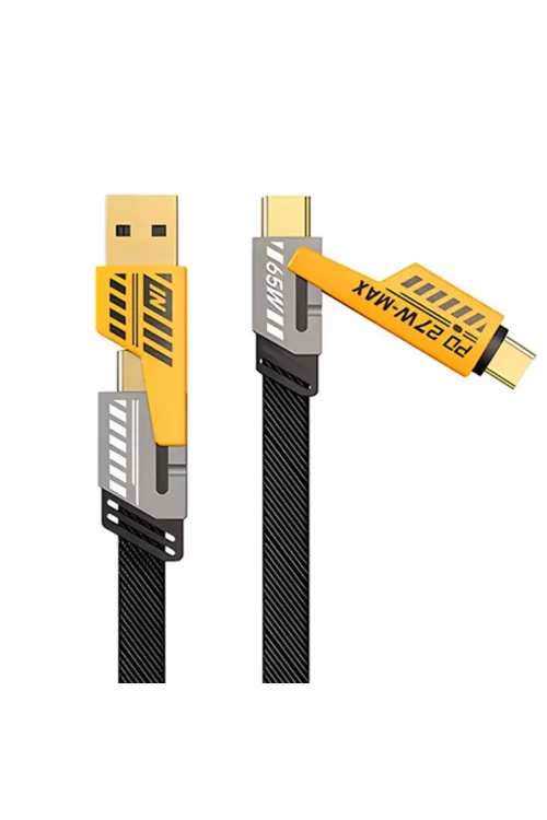 4in1 Type-c 65w To Usb-a + Type-c To Lightning 27w Hızlı Şarj Kablosu Siyah