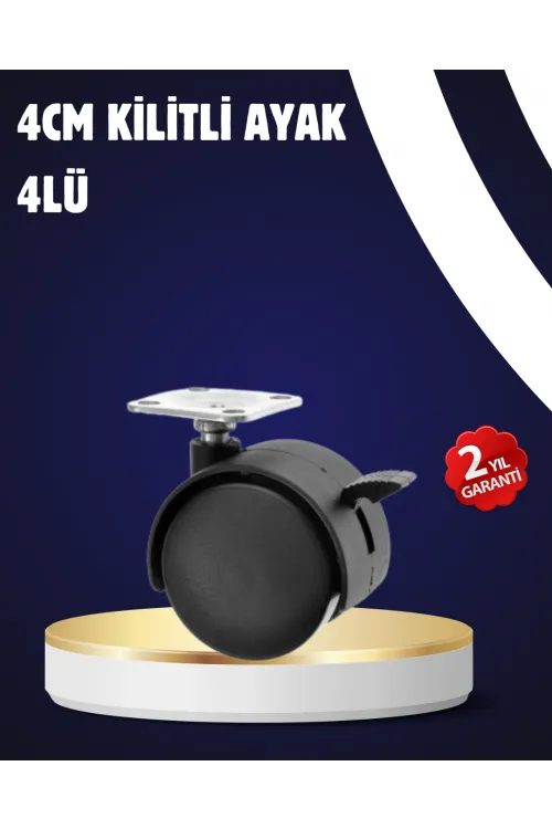 4’lü Kilitli Tekerlek Ayak 4 Cm Sessiz Ve Dayanıklı
