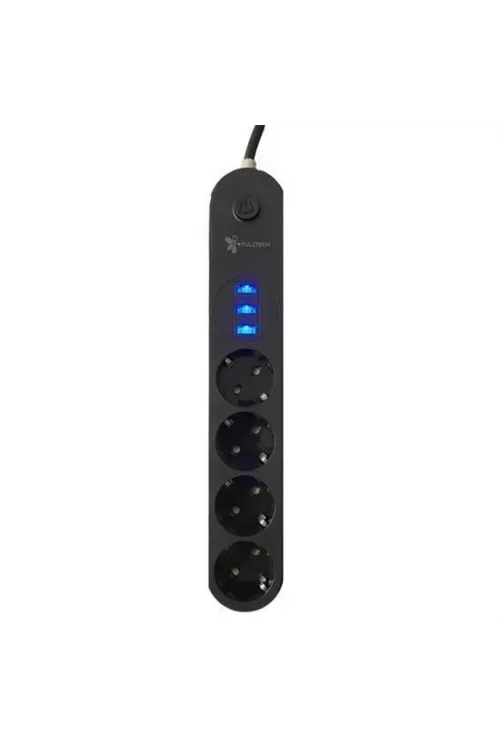 4lü Siyah Anahtarlı 3 Usb Li Akım Korumalı Topraklı Çocuk Korumalı Grup Priz 2 Metre