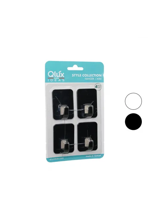 4pcs Cloud Askı No-2 Siyah - Beyaz Plastik Yapışkanlı Montaj