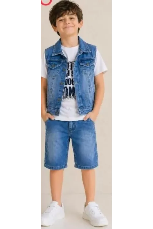 5/12 Yaş Kot(denim) Kumaş Tişörtlü Çocuk Takımı