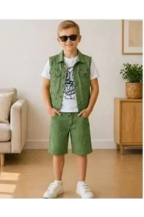 5/12 Yaş Kot(denim) Kumaş Tişörtlü Çocuk Takımı