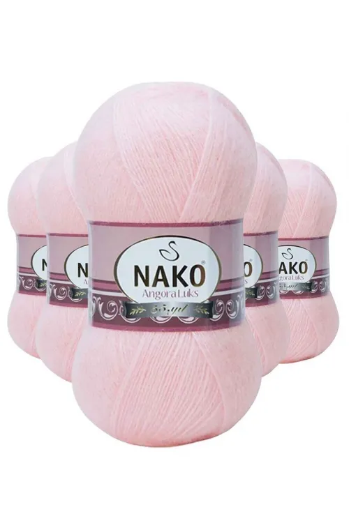 5 Adet Angora Lüks El Örgü İpi Pembe 11502