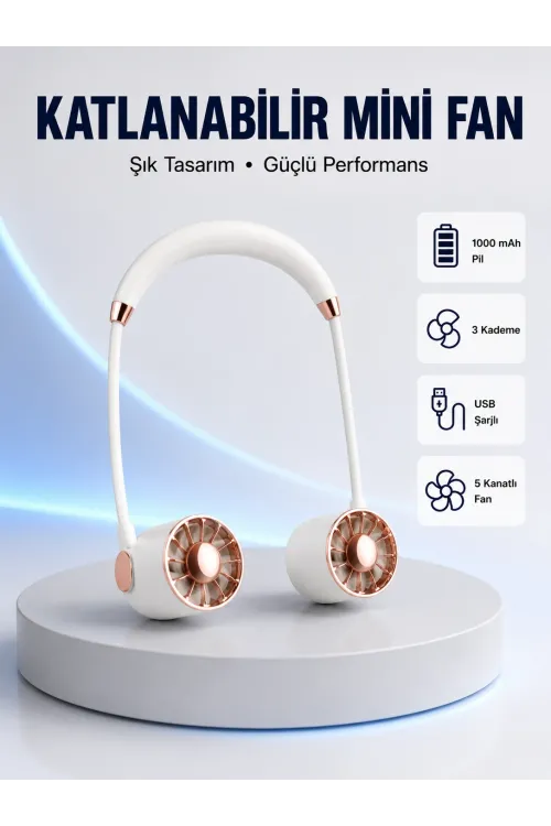 5 Kanatlı Sessiz Mini Fan 3 Vitesli Katlanabilir Asılabilir
