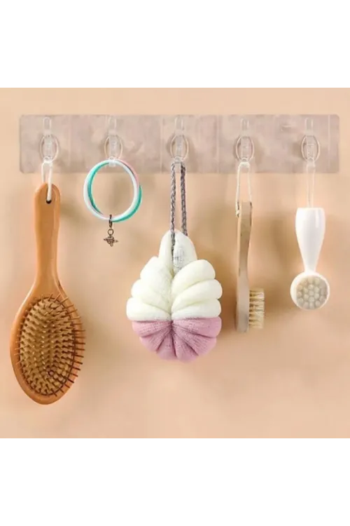 5li Kendinden Yapışkanlı Güçlü Şeffaf Askılık - Kapı Arkası Mutfak Duvar Banyo Askı