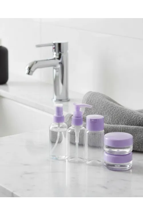 5 Parça Seyahat Banyo Seti 30 Ml Şeffaf Taşınabilir Şişe Seti