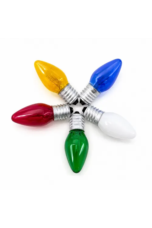 50 Adet Mix Renkli Gece Lambası Ampul E14 - 10w C7