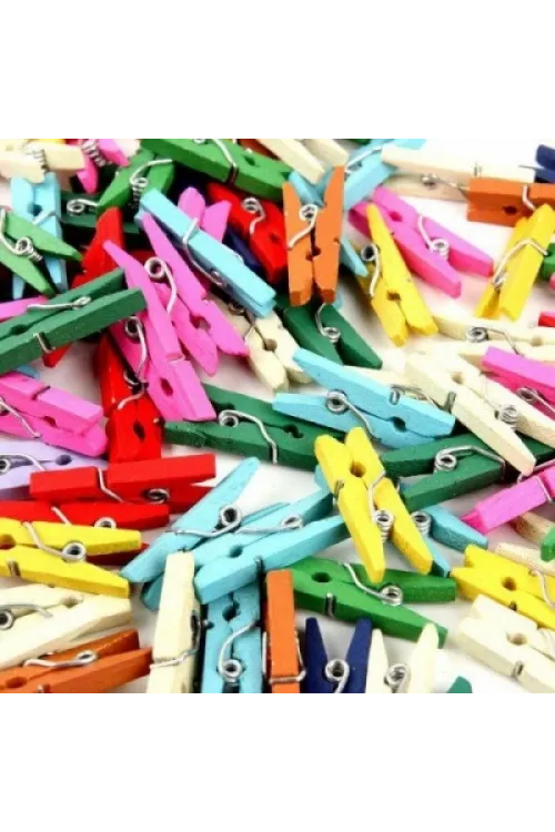 50li Renkli Ahşap Mandal 3.5cm (12li Paket-600 Adet)