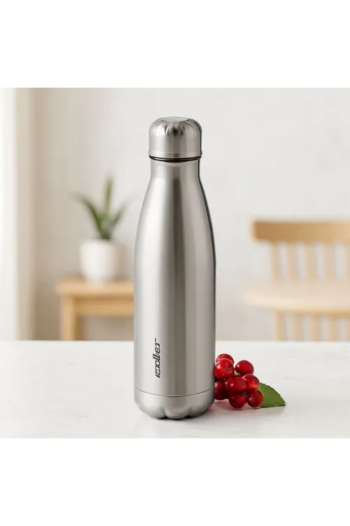 500 ml Paslanmaz Çelik Şişe Termos (Krom, Kaydırmaz Taban)