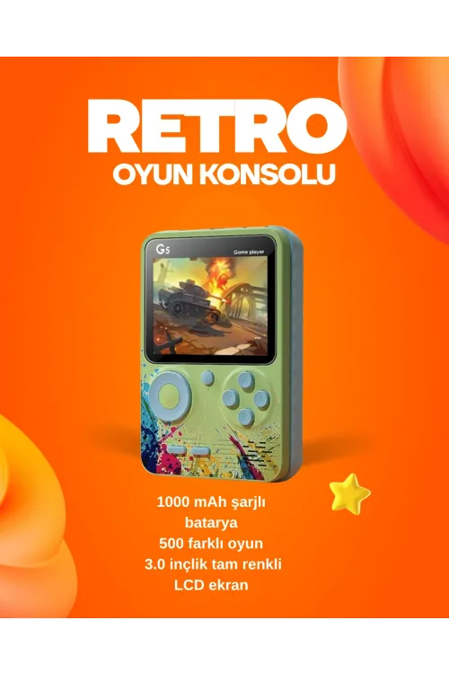 500 Oyun Hafızalı G5 Game Box – Renkli Lcd Ekranlı