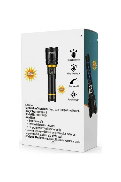 50W 1000 Lümen Yüksek Menzil Şarjlı El Feneri RT-453