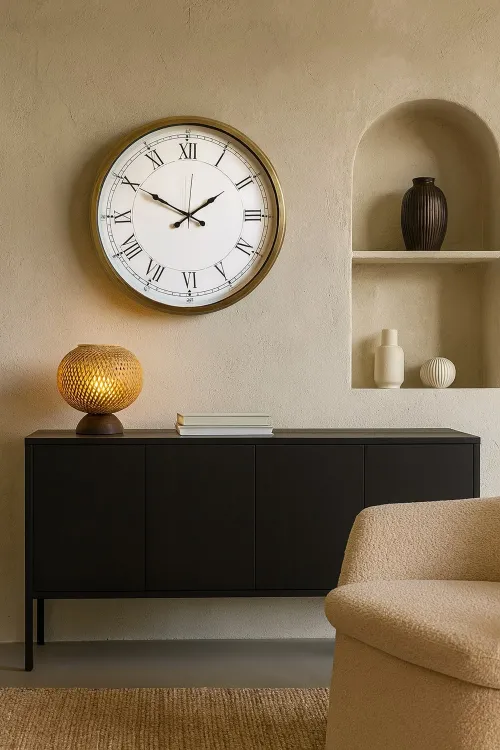 52 cm Eskitme Metal Retro Duvar Saati