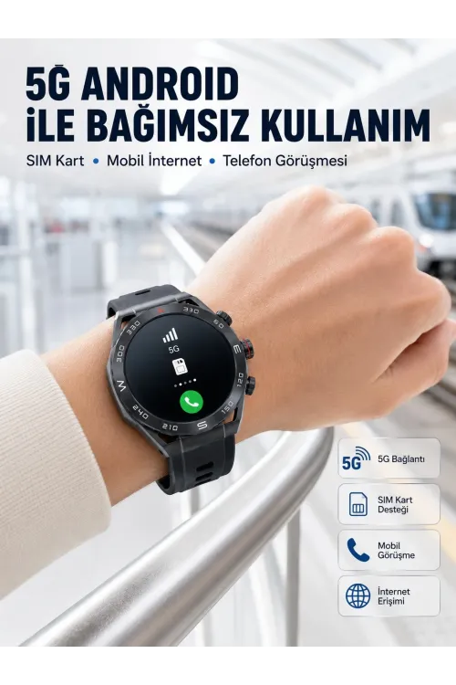 5g Android Akıllı Saat Amoled Ekran Sım Kart Destekli Kameralı