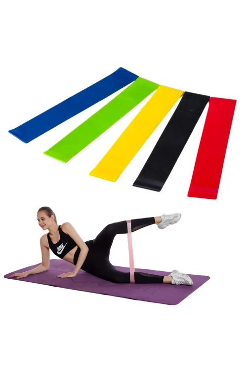 5li Egzersiz Direnç Bant Seti Pilates Crossfit Ekipmanları