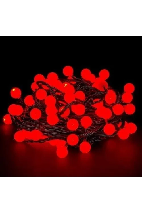 5m 28 Led Kırmızı Işık Siyah Kablo Fişli Eklemeli Mz-18-18